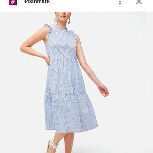 J. Crew Seersucker Striped Sleeveless Midi Sundress